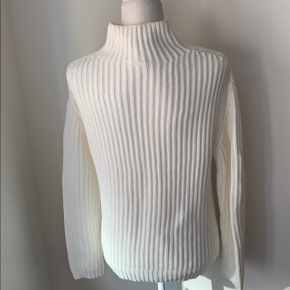 Gap off-white ribbed cotton mock neck sweater - Picture 6 of 10